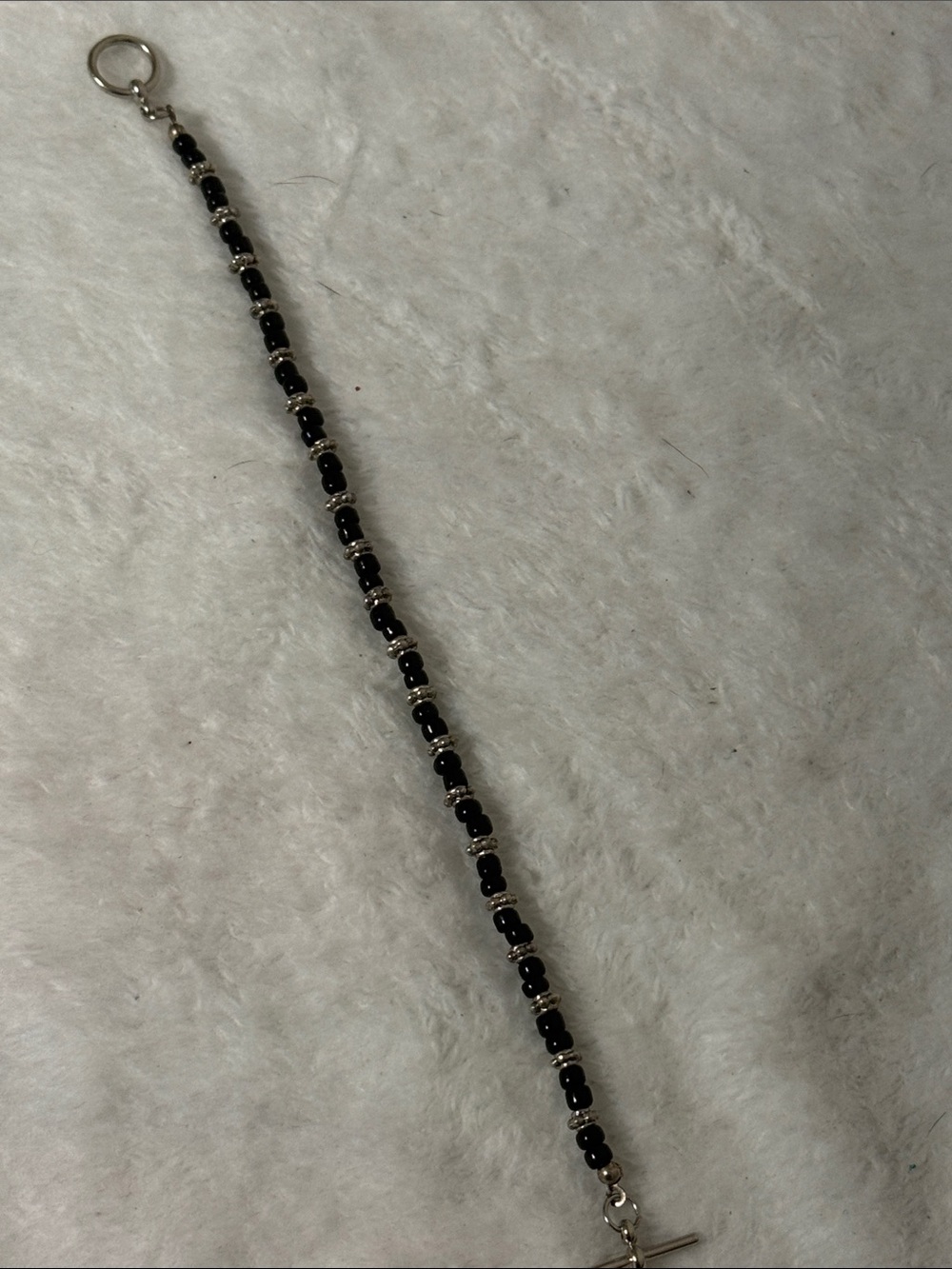 Source Unknown Black and Silver Beaded Bracelet